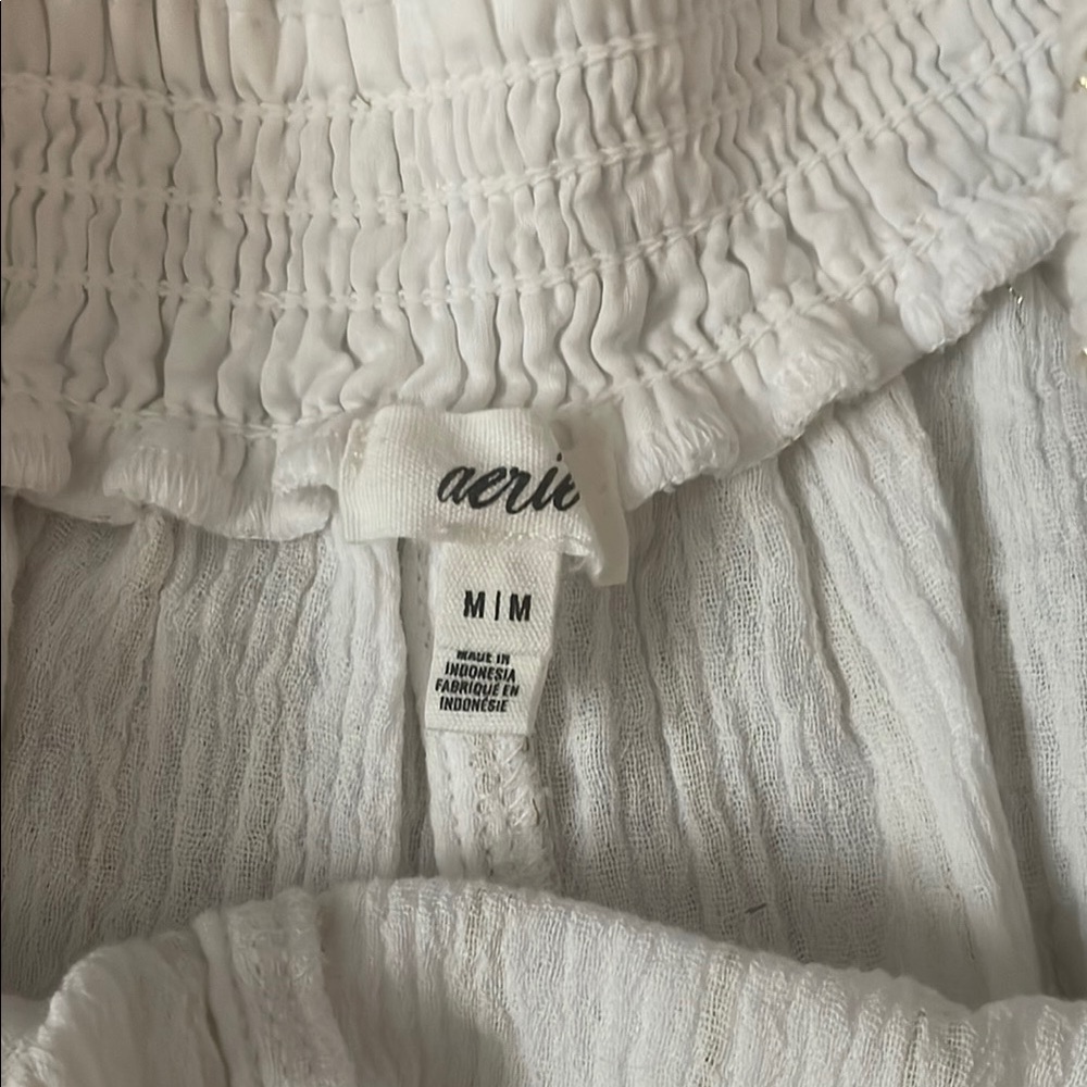 White Ruched Crop Top and Shorts Set Aerie - Picture 4 of 6